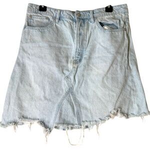 We The Free Denim Mini Skirt Womens Sz 31 Button Fly Western Cowgirl Rodeo